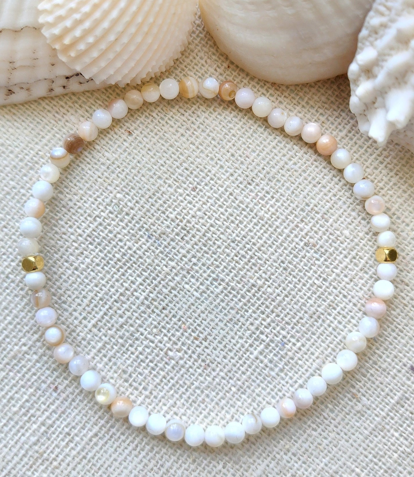 Freshwater Shell with Gold Spacer Bracelet