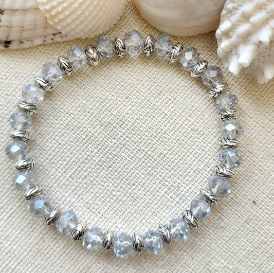 Clear Glass with Silver Spacer Bracelet